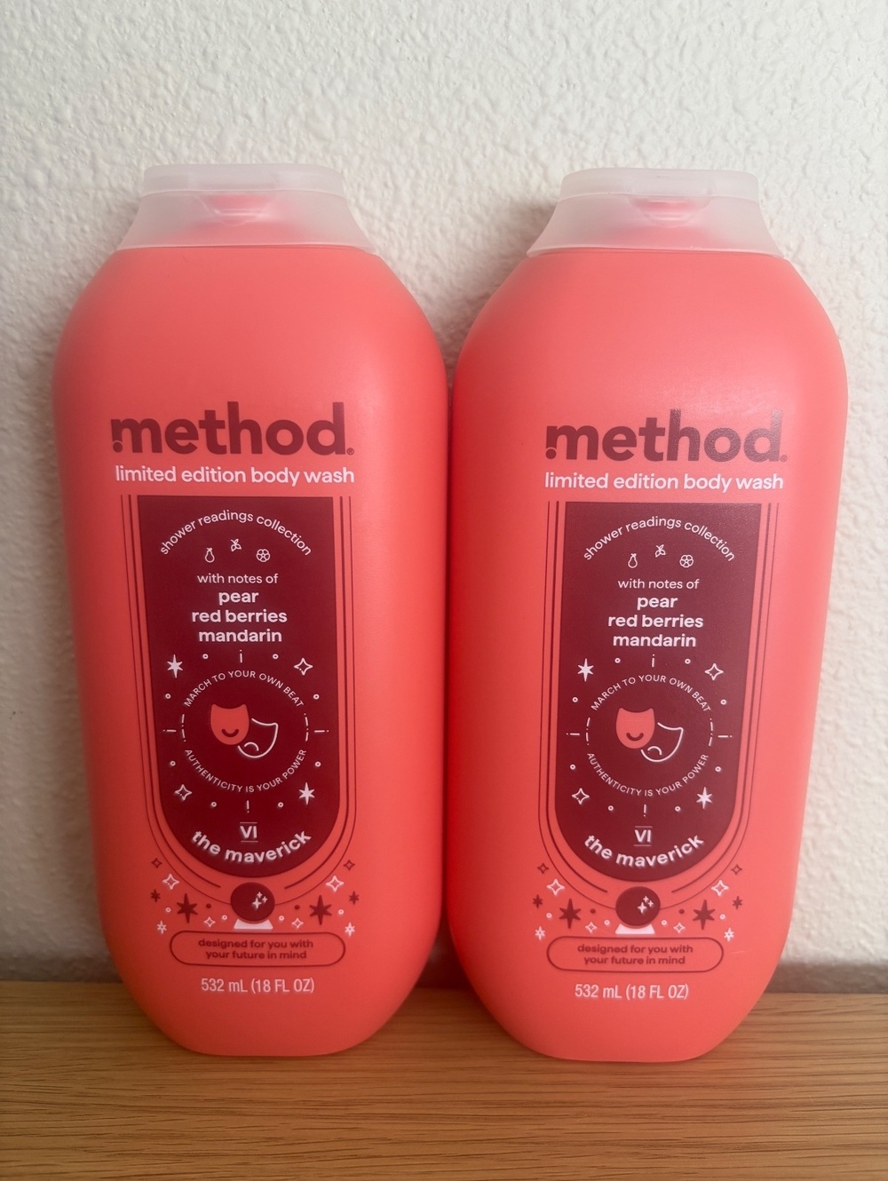 Lot of 2 Method The Maverick Limited Edition Body Wash 18 oz Pear Berry Mandarin